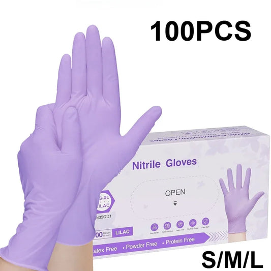 10-100pcs Disposable Purple Nitrile Gloves Latex Free Waterproof