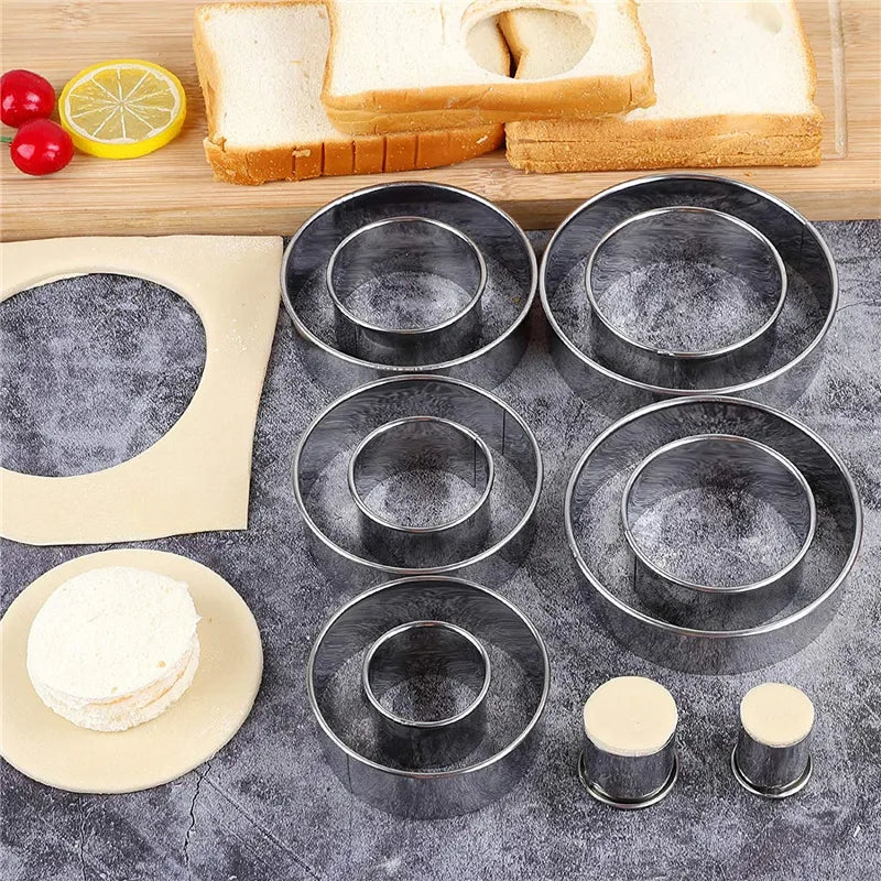 5PCS Round Stainless Steel Biscuit Mold Dumpling Skin Cutting Mold DIY