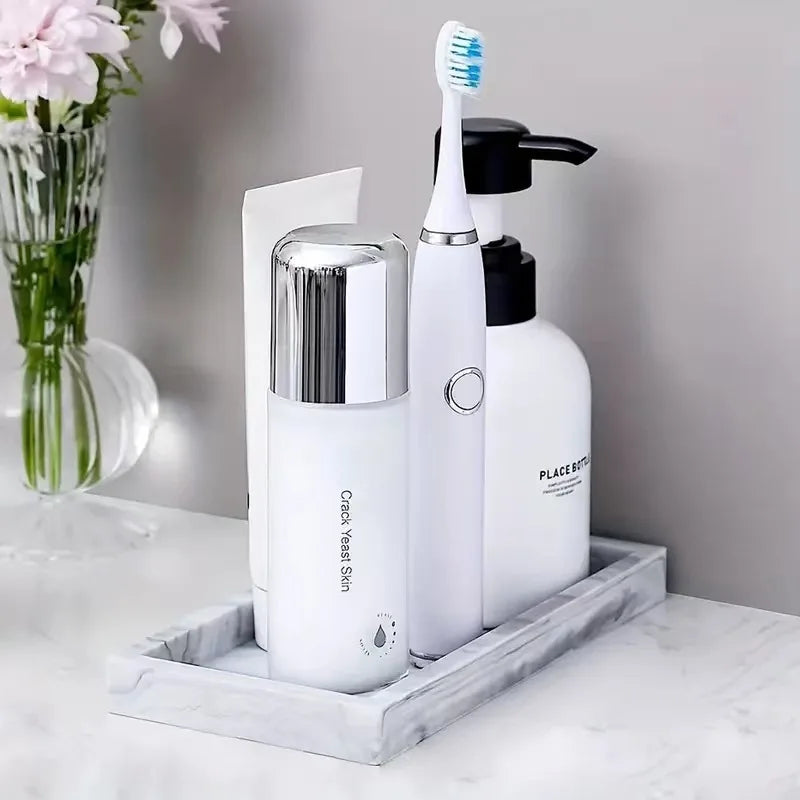 A multifunctional bathroom countertop storage tray, hand sanitizer