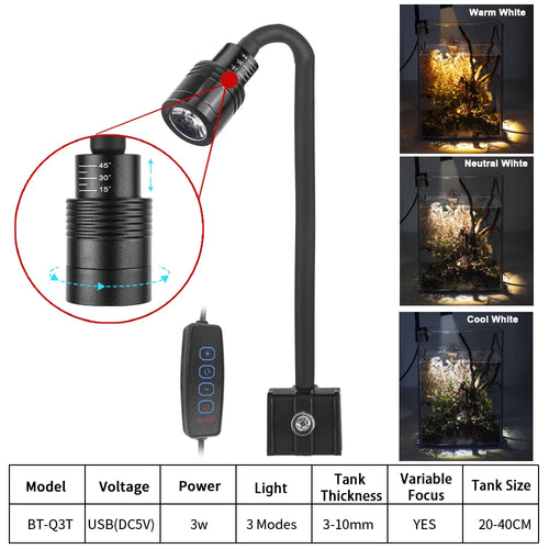 USB Aquarium Light Lighting plants Grow Light Super Slim LED 3W