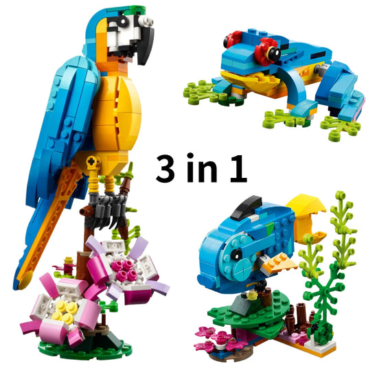 3 in 1 Parrot Building Toy Set, Transforms to 3 Different Animal