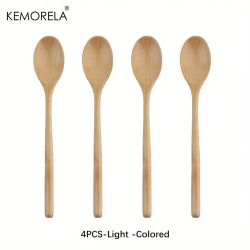 4PCS Wooden Spoon Kitchen Korean Style Natural Wood Soup Tableware