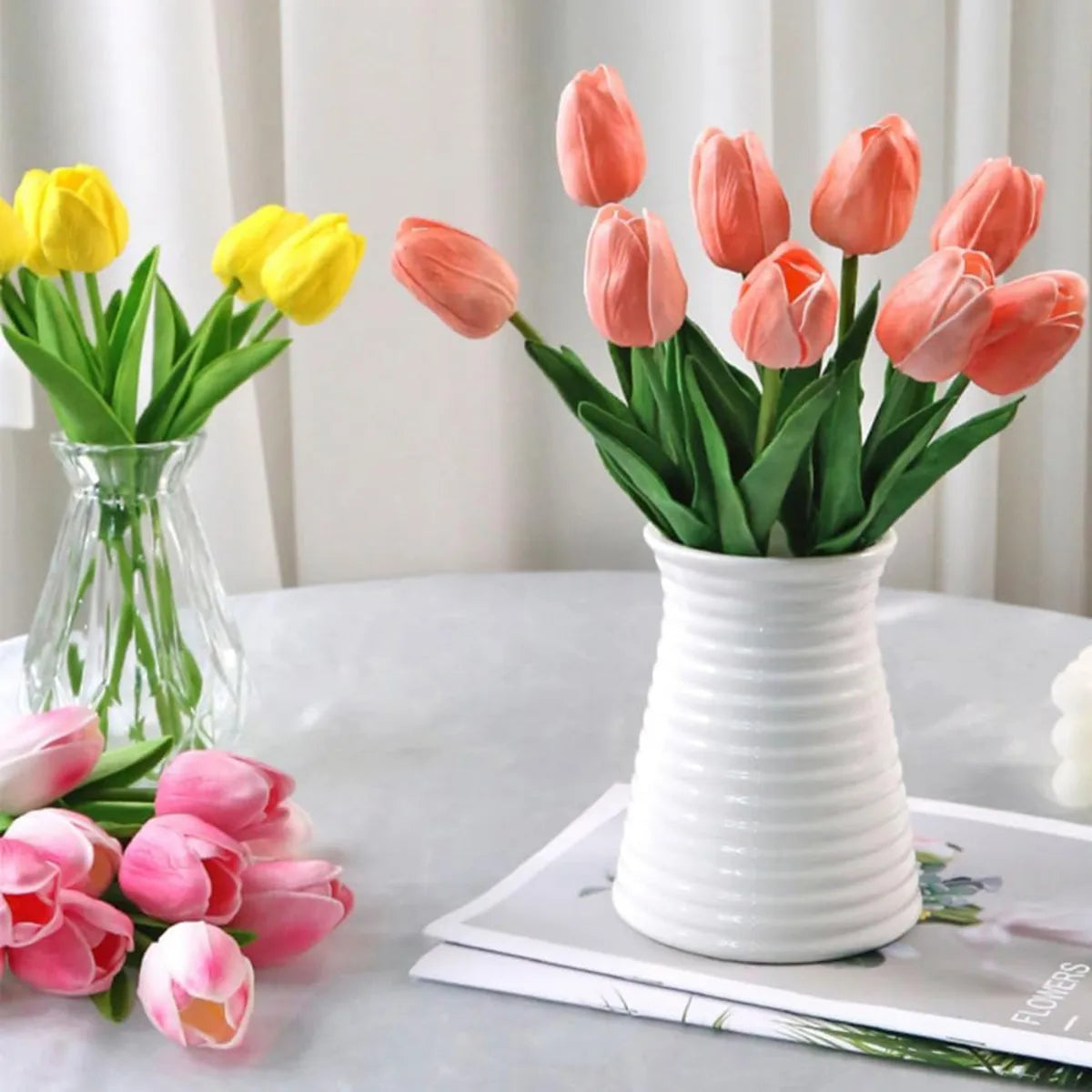 10Pcs Artificial Flower Realistic Touch Tulip Scrapbooking Vase Home
