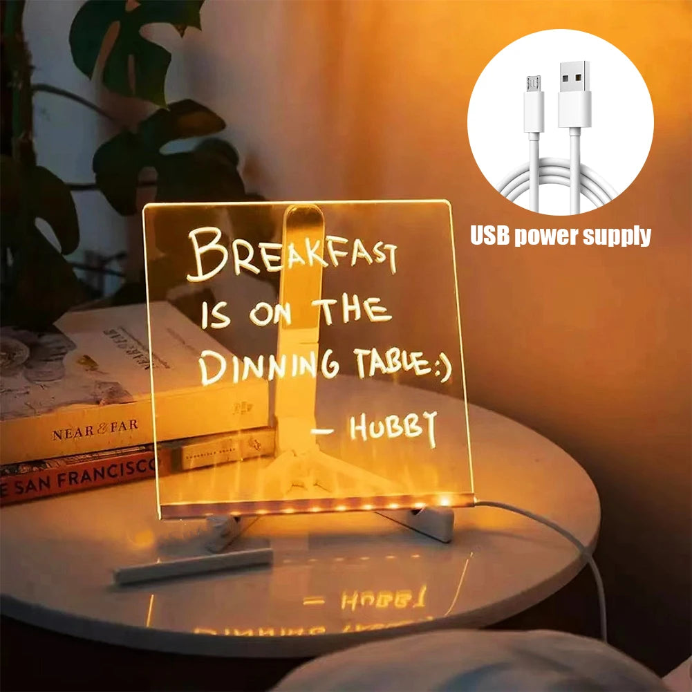 Light Up Acrylic Message Board Rewritable DIY Children's Glowing
