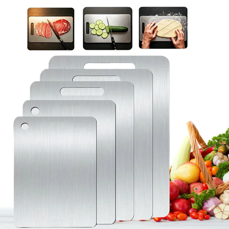 Double Sided 304 Stainless Steel Cutting Board Anti-Slip Chopping