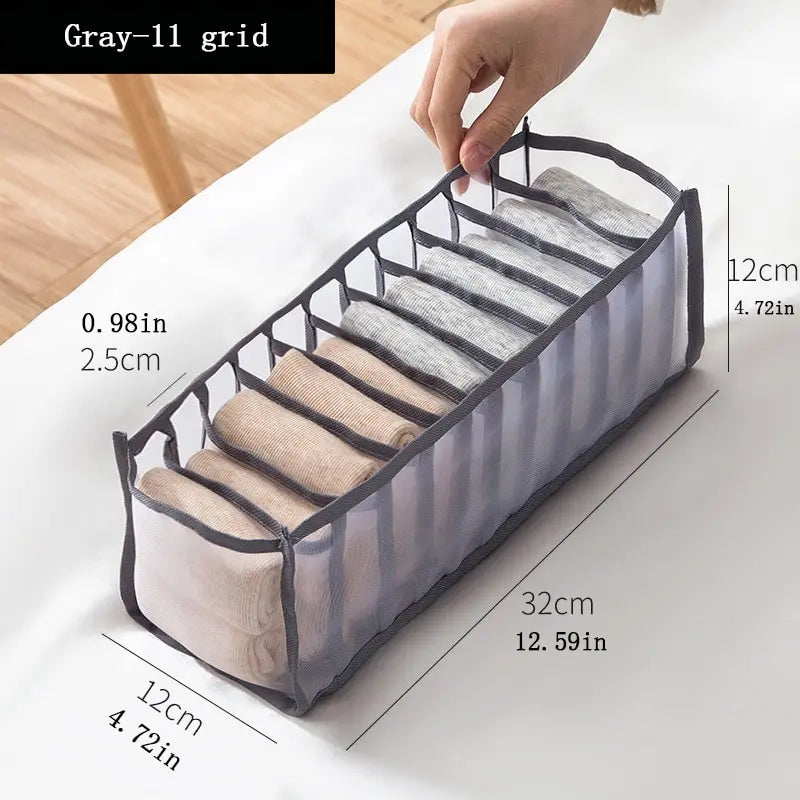 11 Compartment Home Collapsible Underwear Storage Box Nylon Organizing