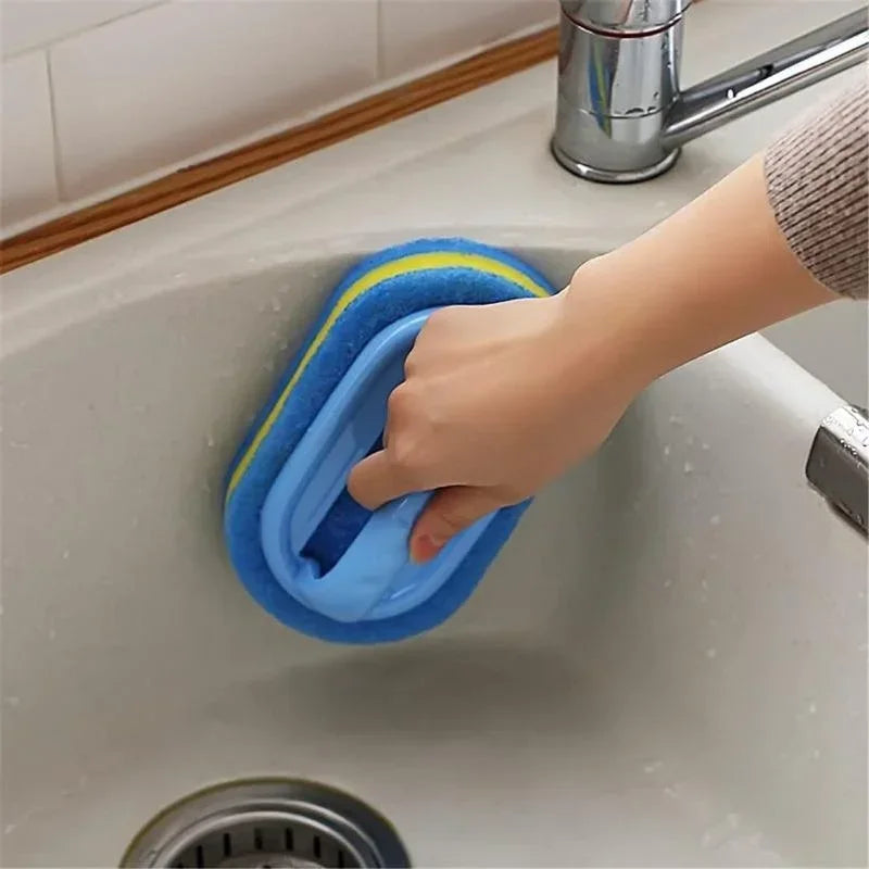 Sponge Cleaning Brush With Handle Bathtub Tile Scrub Brush Kitchen