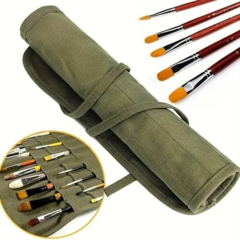 Painting Brushes Canvas Storage Bag, 22 Slots Watercolour and Gouache