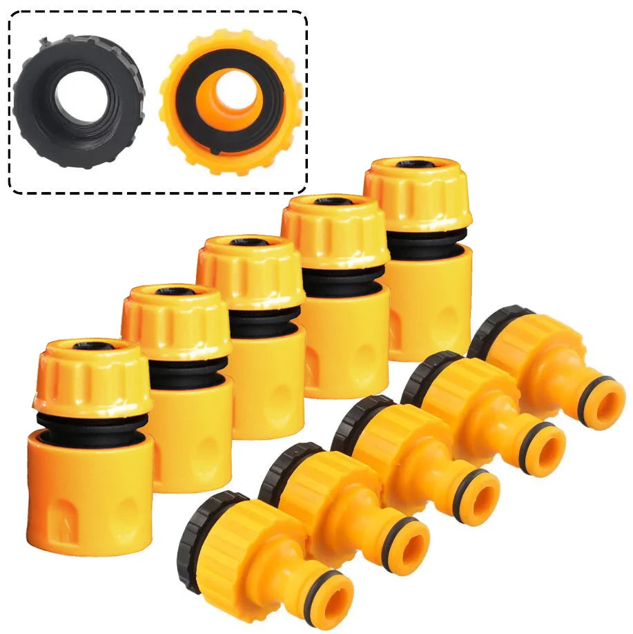 10pcs Hose Quick Connectors, 3/4 & 1/2 Inch Faucet Adapter for Garden