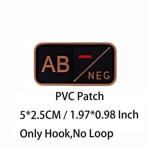 Small Patch with Hook,PVC Blood Type A B AB O POS NEG Emblemen,Patches