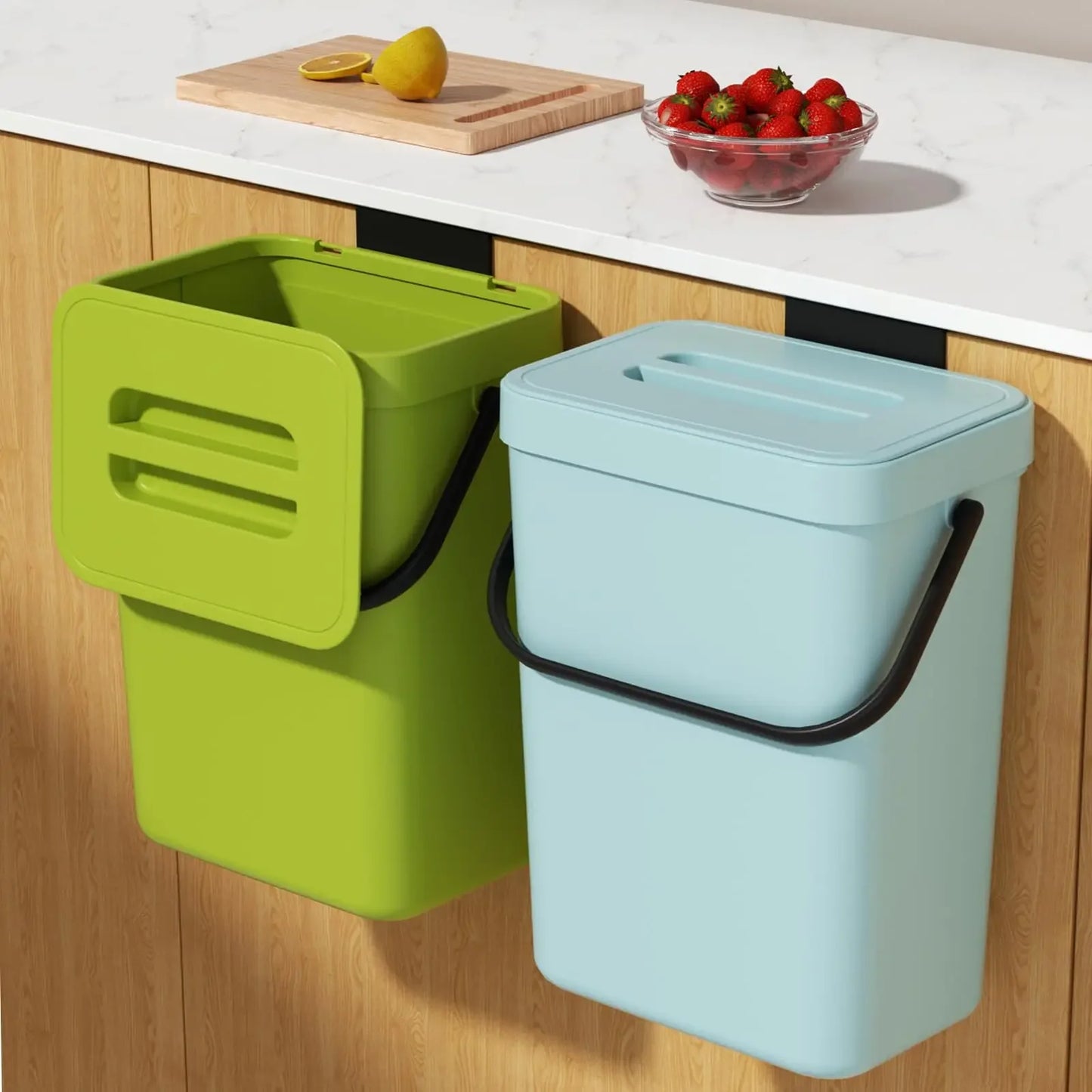 Food Waste Basket Bin for Kitchen, Small Countertop Compost Bin with