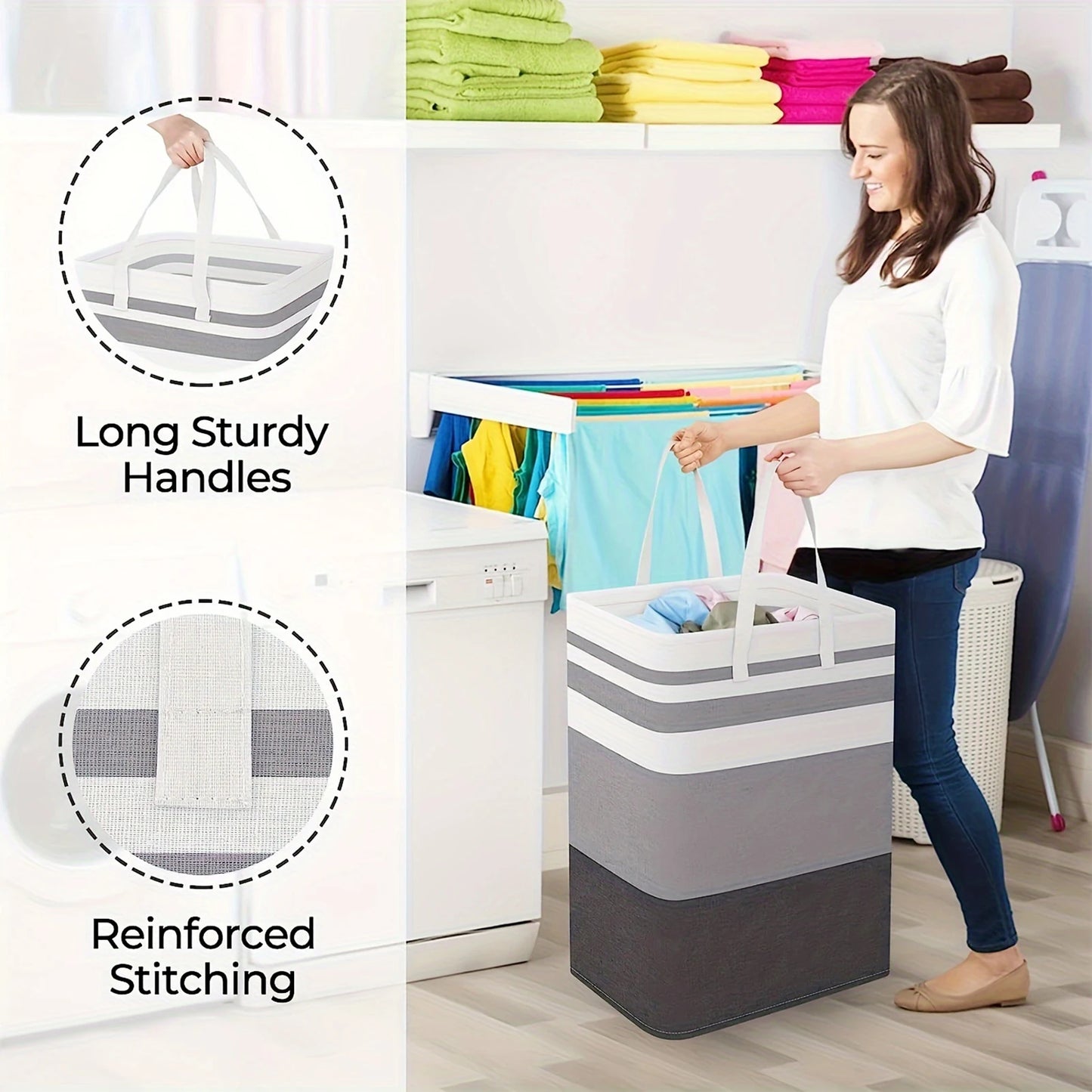 75L Large Laundry bags Baskets with Handles Durable Dirty Clothes