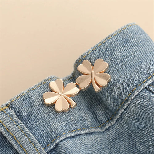1 Pair Jeans Button Adjustable Clips for Pant Skirts Waist Tightener