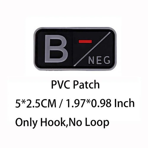 Small Patch with Hook,PVC Blood Type A B AB O POS NEG Emblemen,Patches