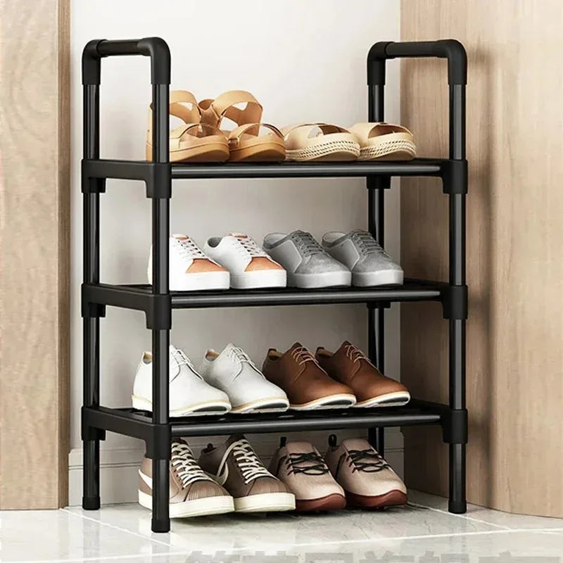 Black Elevated Shoe Rack Small Simple Multi-layer Shoe Cabinet Home