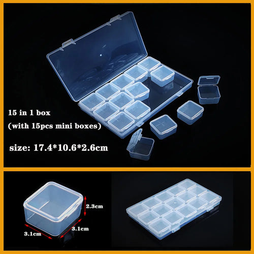 Transparent Plastic box Screw Compartment Box Jewelry Earring Display