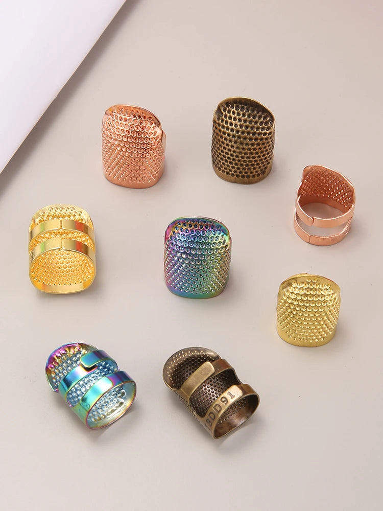 2PCS vintage adjustable thimble hand sewing thimble ring home non-slip