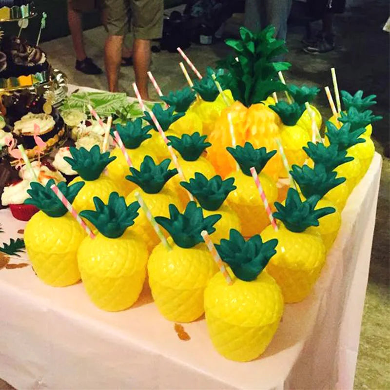 6/10pcs Hawaiian Summer Pineapple Coconut Drinking Cups Strawberry