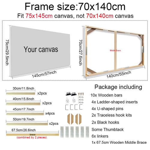 30x40 40x50 60x90cm Canvas Frame Wooden Frames Wooden Photo Oil