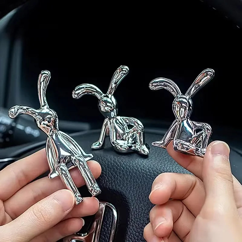 2PC Long-Eared Rabbit Double Statue Cartoon Decoration Accessories