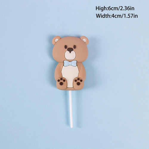 Pink Blue Bear Cake Topper Bear Doll Ornaments Insert Birthday Cake