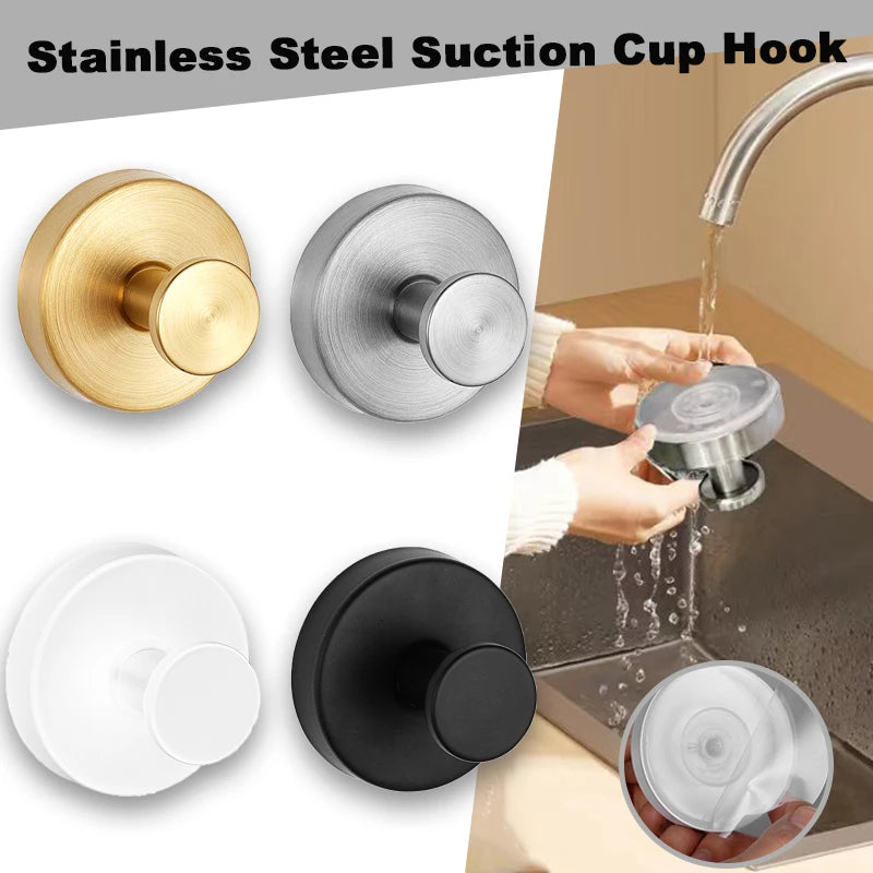Reusable Stainless Steel Suction Cup Hook Waterproof Wall Mount Hooks