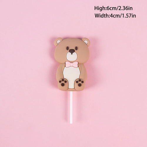 Pink Blue Bear Cake Topper Bear Doll Ornaments Insert Birthday Cake