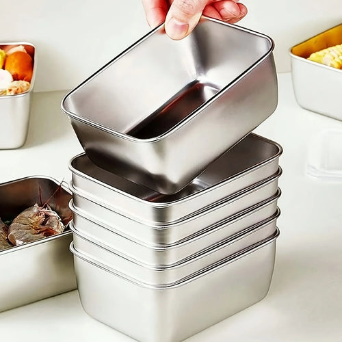 6-Piece Stainless Steel Food Storage Containers Set With Lids -
