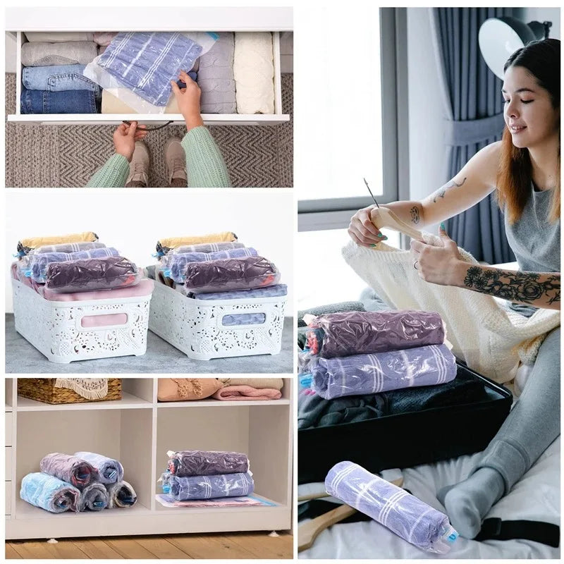Travel Compression Bags, Roll Up Travel Space Saver Bags for Luggage,