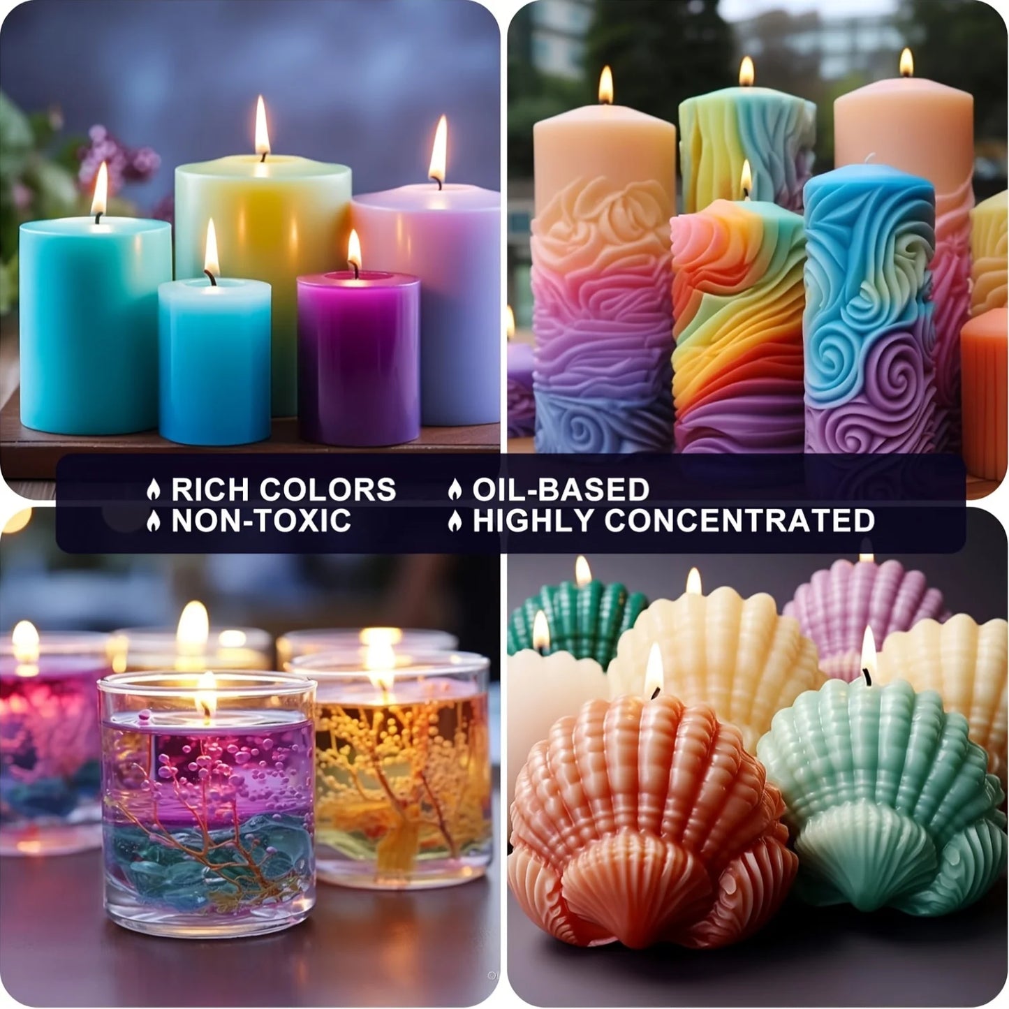 Blingfun Candle Dyes - Pro Candle & Soap Oil Dyes (24 Colors), Vibrant
