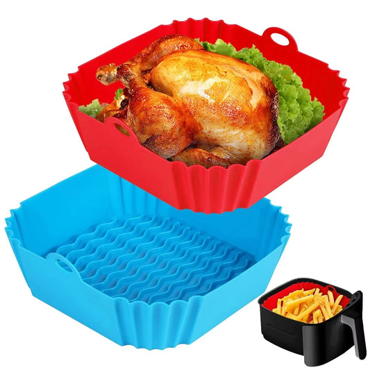 Silicone Air Fryer Pot Tray Food Safe Reusable Square BBQ Barbecue Pad