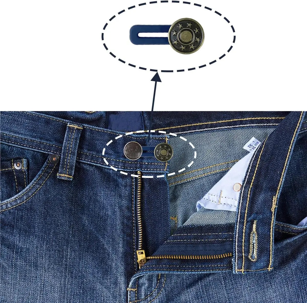 5pcs Metal Button Extender Perfect To Any Jeans Pants Free Sewing