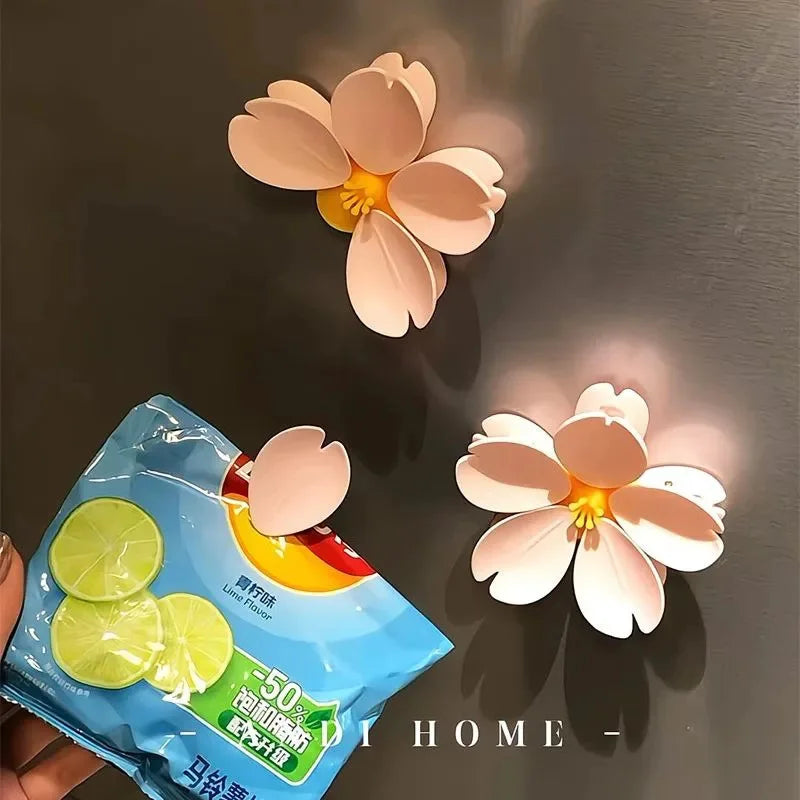1/2pcs Sakura Magnetic Fridge Magnet Seal Clip, Petal Sealing Clip,