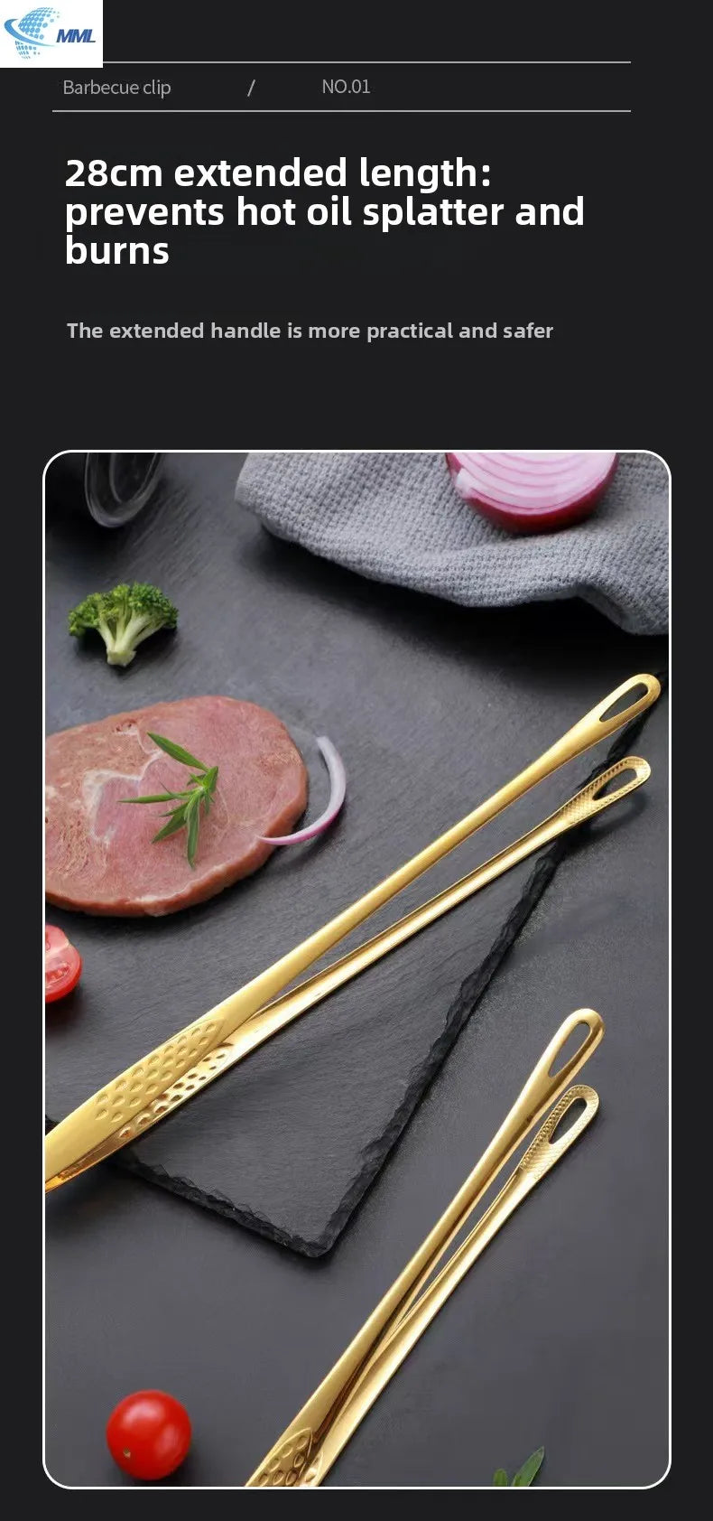 Stainless Steel BBQ Tongs Food Tongs BBQ Steak Tongs Bread Tongs