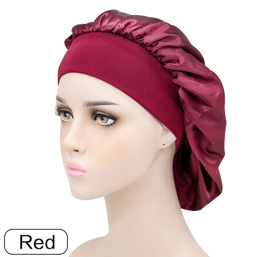 Adjust Solid Satin Bonnet Hair Styling Cap Long Hair Care Women Night