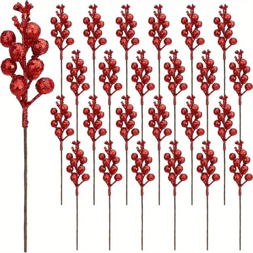 10Pcs Christmas Decoration Artificial 15heads Sparkling Berry Bouquet