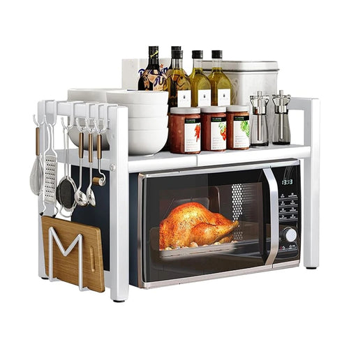 Microwave Oven Rack Adjustable Kitchen Microwave Stand with Cutting