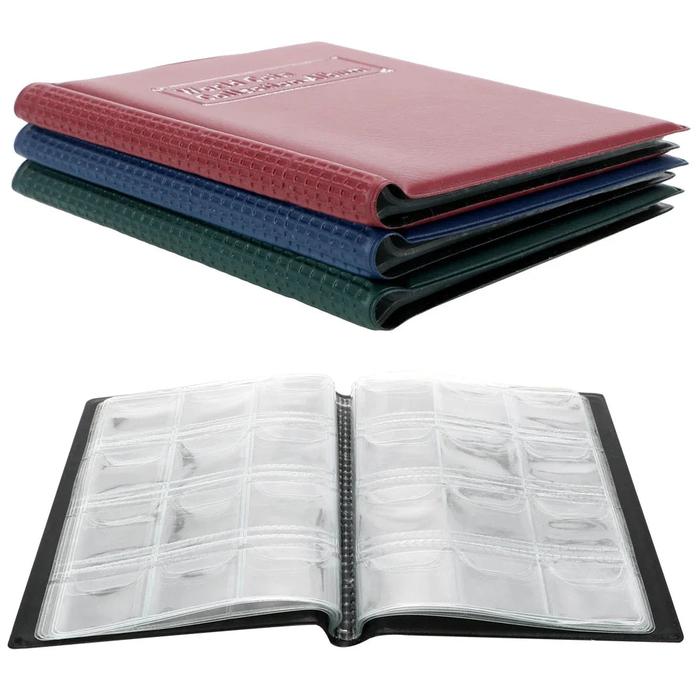 HWZXYXGS 120/60 Pockets Artificial PU Leather Coins Collection Album
