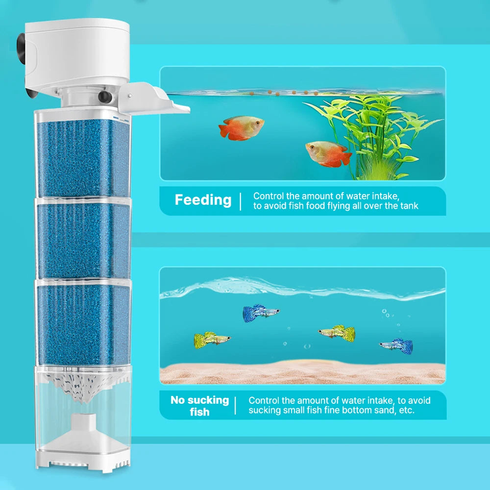 Aquarium Filter Pump Fish Tank Submersible Silent Air Oxygen Aerator