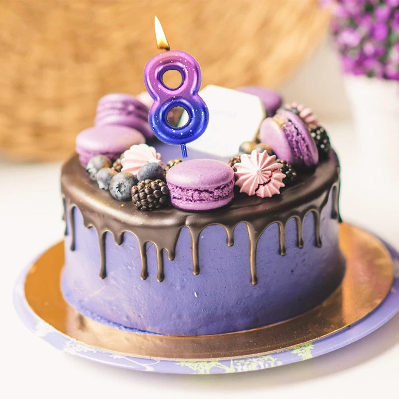 Happy Birthday Cake Decorated Interstellar Digital Colorful Candle