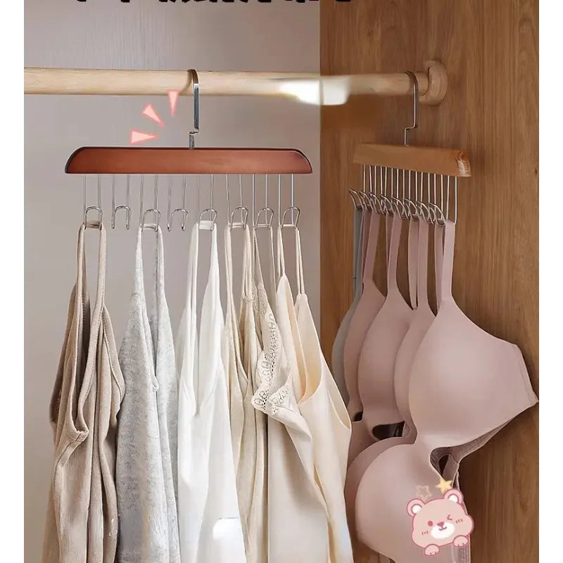 Wooden Sling Hanger Organizer with Multiple Hooks for Underwear Bras