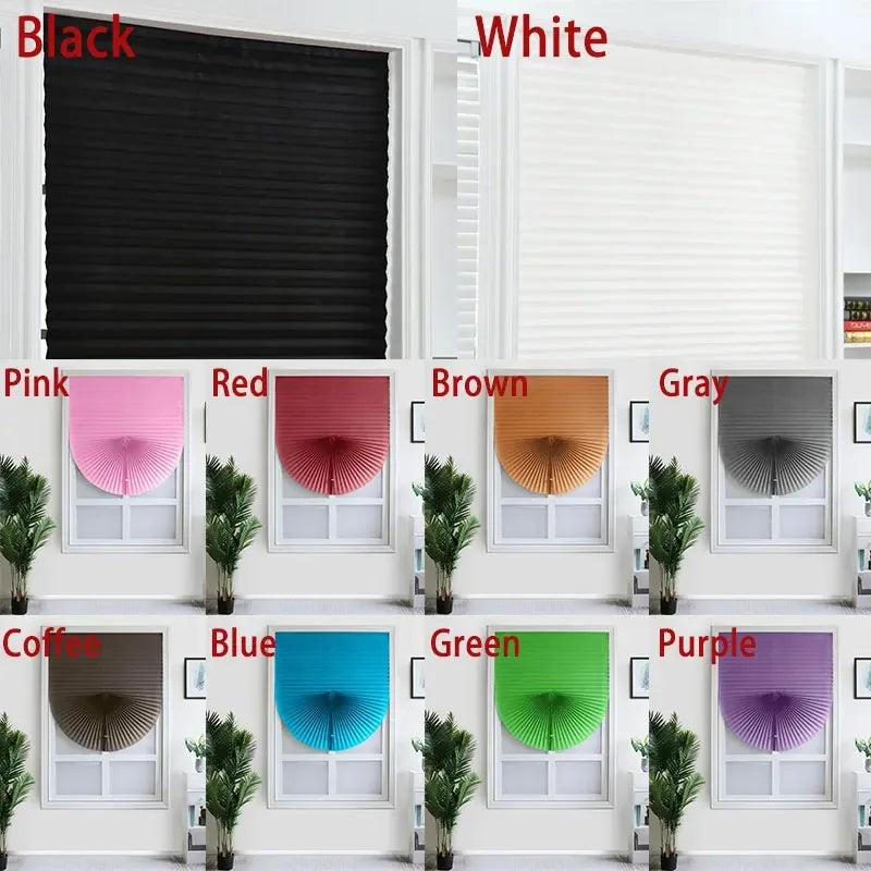 1Pc Shades Self-adhesive Half Windows Nonwoven Folding Curtain
