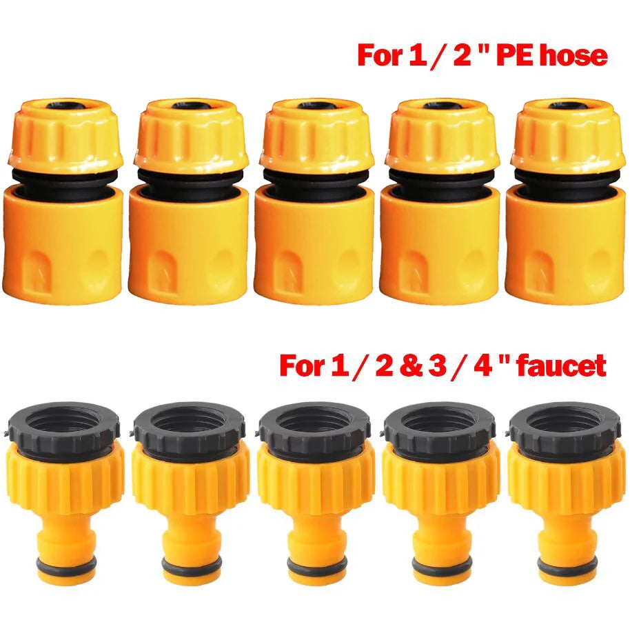 10pcs Hose Quick Connectors, 3/4 & 1/2 Inch Faucet Adapter for Garden