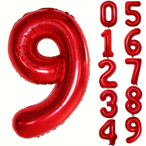 32INCH Red Number Foil Balloons for Birthday Anniversary Party Decor,