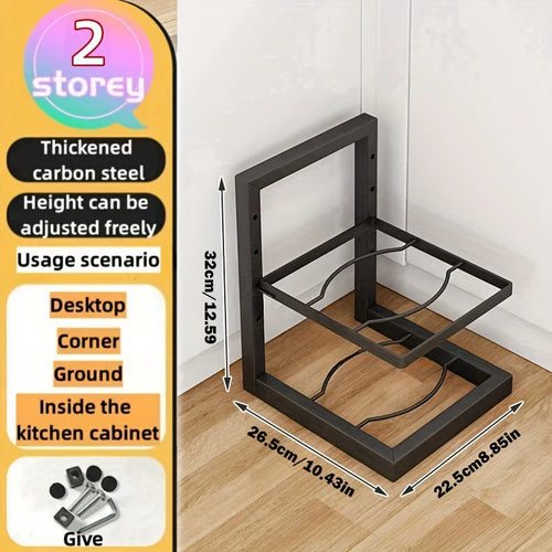 Adjustable Pot Rack Organizer, Kitchen Stainless Steel Pot Storage