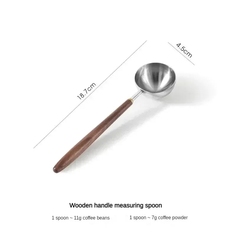 25ml Wooden Handle Stainless Steel Coffee Scoop Tablespoon Measuring