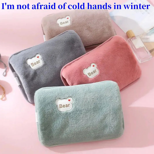 Electric Hot Water Bag Reusable Plush Hot Water Bottle EU Plug
