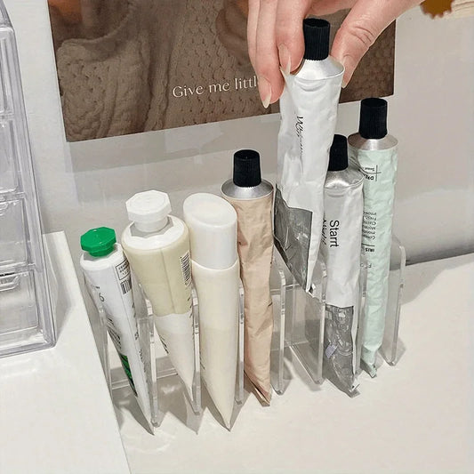 1pc Plastic Transparent 7-Slot Cosmetic Organizer Multi-Functional