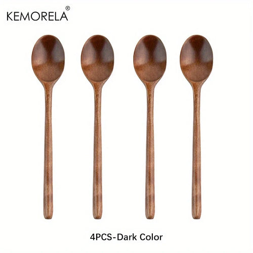 4PCS Wooden Spoon Kitchen Korean Style Natural Wood Soup Tableware