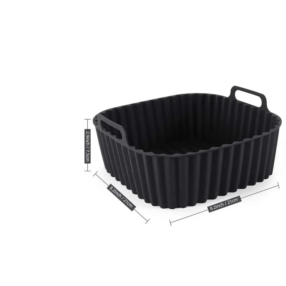Reusable Air Fryer Silicone Liners Square Non Stick Basket Mat for
